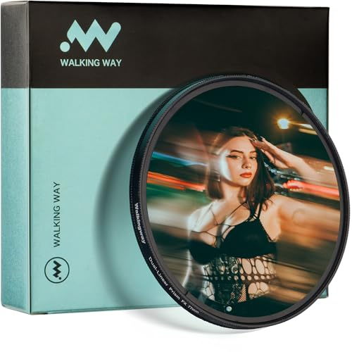 WalkingWay Filtro 49mm Doble Cara con Efecto Stretch Filtro Prisma de Vidrio Óptico K9 para Cámaras con Efecto de Retardo en Exposiciones Prolongadas