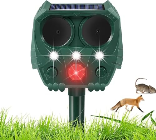 YwuLy Ultraschall katzenschreck für Garten, Katzenschreck Ultraschall Solar Tiervertreiber, Wasserdicht mit PIR-Bewegungssensor Katzenschreck Garten,Wirksam Gegen Katzen,Hunde,Fuchs,Vogel,Rehe,Tauben