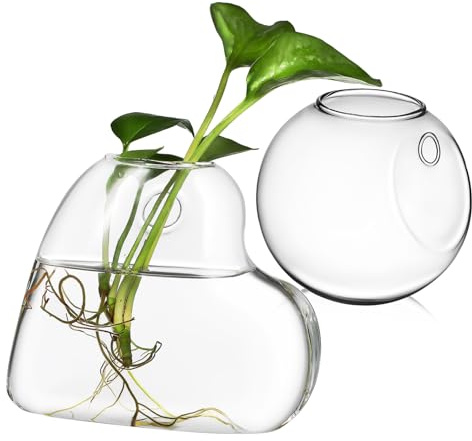 Toyvian 2piezas Jarrón De Vidrio De Borosilicato Terrario De Cristal para Plantas De Interior Soporte De Pared Transparente Macetero De Cristal Colgante para Decoración De Hogar o Jardín