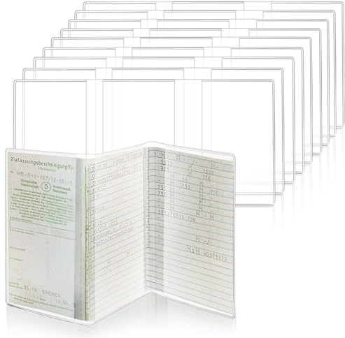 Fahrzeugschein Hülie Schutzhülie, 10 Stück KFZ Schein Hülie, Faltbar Transparente Führerschein Mappe für Zulassungsschein Hülie, Fahrzeugschein, Autopapiere Hülie, Führerschein Hülie, Ausweishülien