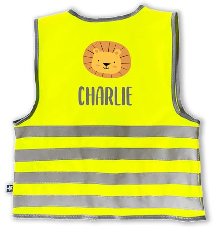 BIENMARQUER Gilet Personnalisable pour enfant – Veste Securite fluorescent avec bandes réfléchissantes haute visibilité – Gilet-Fluo idéal pour école, vélo et activités extérieures – Jaune