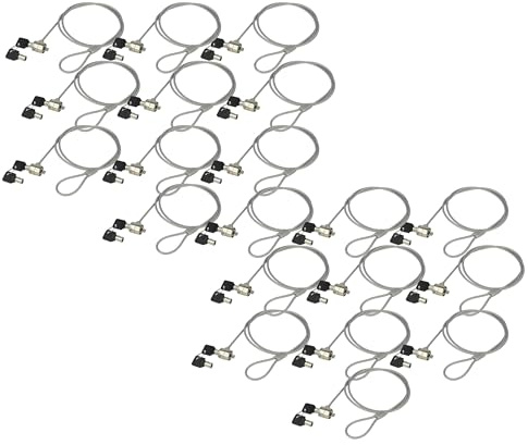 vhbw 20 x Kensington Lock för bärbar dator Notebook – kabellås med nycklar, 1,2 m