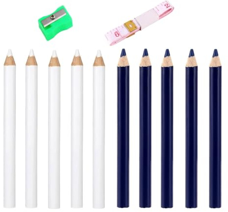 QhgPnt 10pcs Fabric Pencils for Sewing, Sewing Chalk for Marking Fabric, Dressmakers Chalk with Pencil Sharpener and Tape Measure for DIY Crafts and Art,Sewing Accessories for Dressmaking