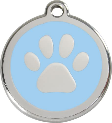 Red Dingo Hundemarke Pfote inklusive Gravur (M, hellblau)