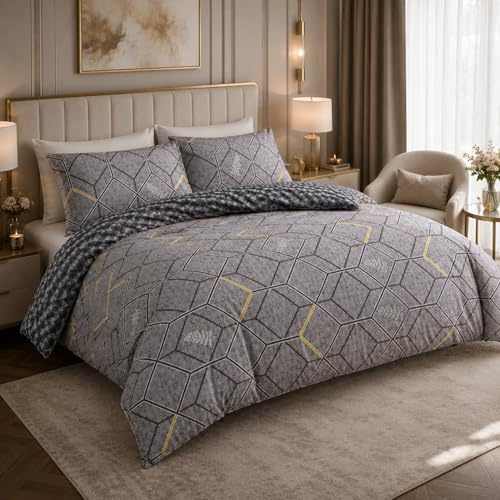 Lazzaro Double Duvet Set Ultrasoft Premium Brushed Microfiber Bedding Set | Premium Microfiber Fabric, Wrinkle Resistant, Double (200 x 200 cm), Zipper Closure, Non Iron, OEKO-TEX Certified