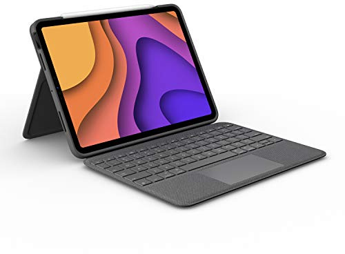 Logitech Folio Touch tangentbordsfodral för iPad | Styrplatta, Smart Connector, iPad Air 11 (M2/M3), iPad Air (4:e/5:e gen), Layout Pan Nordic QWERTY - Grå