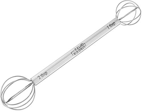 Measuring Mini Kitchen Whisk - 8 Double Headed Multi Function Miso Paste Ball Head Whisk & Mixer Muddler | 1-2 Tbsp