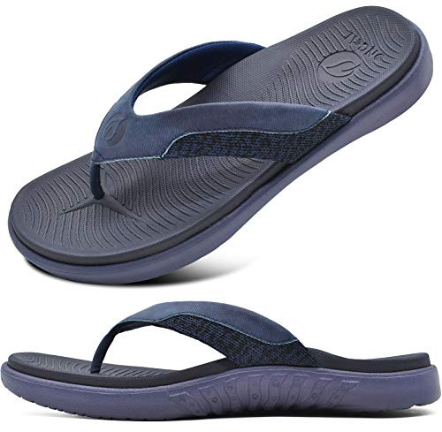 ONCAI Infradito Uomo Infradito Separatori Dita con Plantare Sandali Ciabatte Estate Spiaggia Sport Ortopedia Ciabatte Blu EU 43
