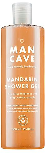 ManCave Gel doccia al mandarino da uomo, aroma di agrumi legnosi con eucalipto e olio di arancia dolce, senza solfati e parabeni, naturale, vegano, cruelty free, 500 ml