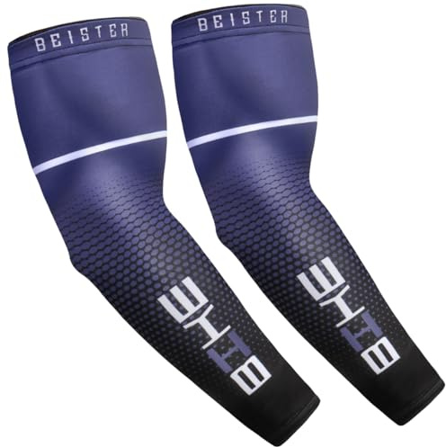 beister Manchettes de Bras Homme & Femme, Sun Anti-UV Protection UPF 50+ Manchons de Refroidissement Antidérapants, Manchette Gaming, Manchons de Sport Compression pour Cyclisme, Basket-ball, Running