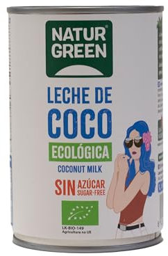 NaturGreen - Leche de Coco BIO, Cremosa, Ecológica, Sin Azúcar, 100% Vegan, Sin Lactosa, Sin Gluten - 400 ml