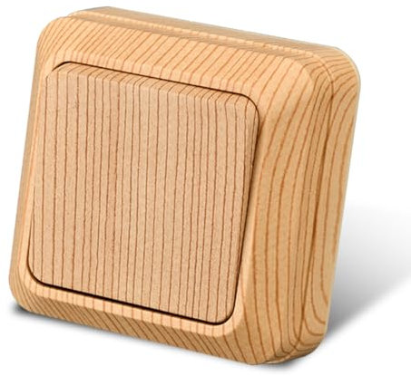 WESA Interruptor de palanca montado en la superficie, grano de madera, 1 compartimentos, 1 vía, interruptor mecánico de pared de 86 mm, interruptor estándar 10 amperios, 250 V