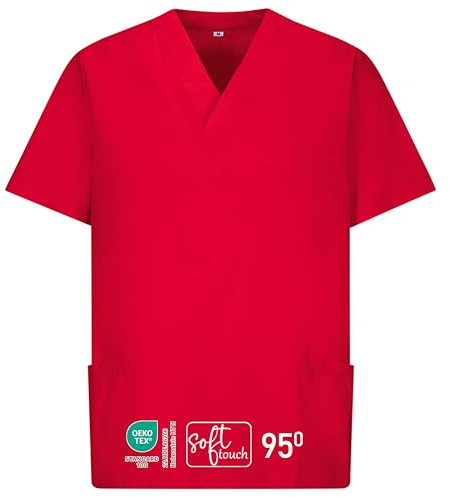 EXNER Medizinischer Schlupf-Kasack, OP-Kasack, Unisex, für Krankenpflege, Altenpflege, Farbe rot, Größe 7XL