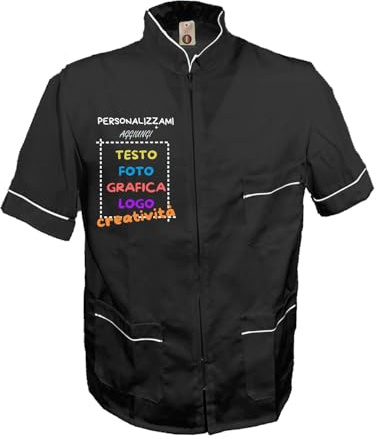 fratelliditalia.org Camice Giacca Casacca da Uomo Collo Coreana Mezza Manica Taglie da S a XXL Personalizzazione Inclusa Made in Italy Colore Nero Taglia L