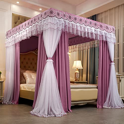 Tenda a baldacchino a doppio strato, per letto singolo/king size, con telaio, per letto a baldacchino