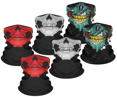 UILYNIU 6 Piezas Pañuelos Cabeza Elástica, Braga Cuello Moto, Bandana Pañuelo, Resistente al Viento Transpirable, Multifuncional Máscara, Tubular Pañuelo para Senderismo Equitación Esquí (Multicolor)