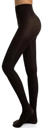 DTWAWA Womens 40 Den Opaque Control Top Tights, High Waist Pantyhose - Black