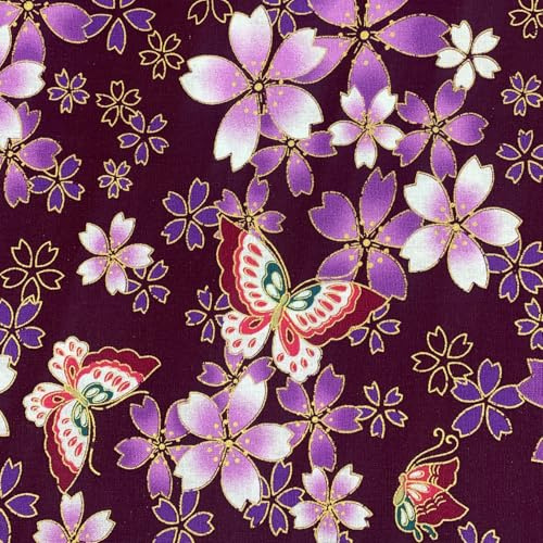 aufodara Tela de algodón por metros, estampada, diseño bronceado, tela para coser, artesanías y costura, 145 cm de ancho (violeta, 100 x 145 cm)