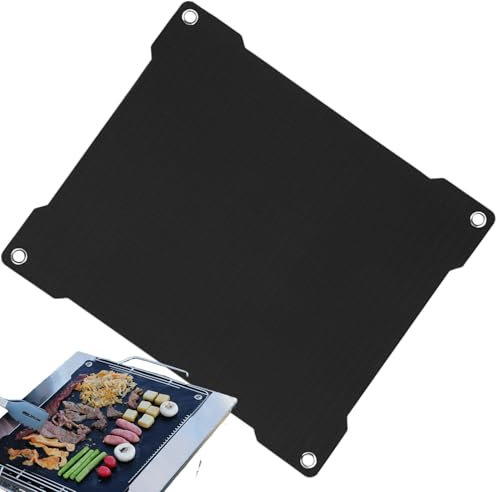 Outdoor Grill Pad, Non-Stick Bbq Rug Grilling Deck Protector, Reusable Grill Accessory, Portable Heat-Resistant Barbecue Mat for Cooking, 15.35x12.99x0.08 inches
