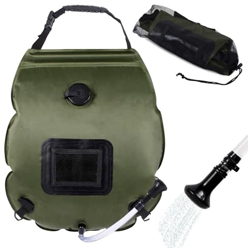 SteelMule Ducha Solar Portátil Camping 20L – Bolsa de Ducha Calefactable con Manguera y Cabezal Extraíble – Bolsa Plegable Agua para Senderismo, Playa, Acampada, Excursiones y Viajes