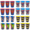 JAMERPD 24 Pack Vasos Infantiles de plástico Reutilizable sin BPA de 260 ml. Spiderman - Batman - Capitan America - Hulk - Superman- 24 pack vasos super heroes - camping-verano -piscina