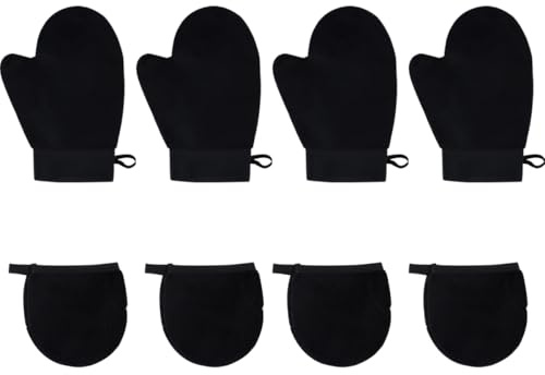DUZEPA Lot de 8 gants autobronzants noirs en peluche, double couche, réutilisables, imperméables, pour le corps et le dos