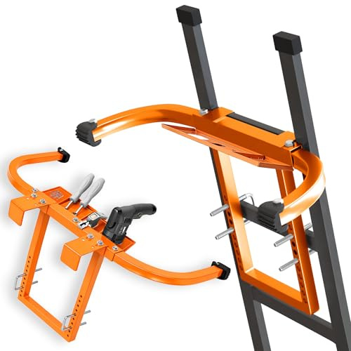 Heavy Duty Ladder Stabilizer with Tool Tray | 500 LBS Capacity, 34 Wide Steel Standoff Arms for Gutter Cleaning, Roofing & Wall Work, Fits Extension, Straight & Telescoping Ladders - Anti-Slip