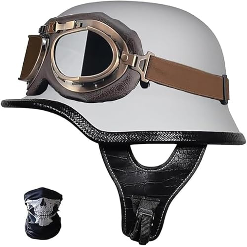 Tysk Stil Halvskalshjälm Retro Halvhjälm Motorcykelhjälm Halvhjälm Motorcykel DOT-Godkänd Herr- Och Damer Öppen Hjälm För Skoter, Moped, Cruiser Motorcykel 9,XL/(61~62cm)
