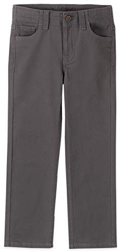 Chaps Boys' School Uniform Stretch Twill 5 Pocket Pant, Grey, 10