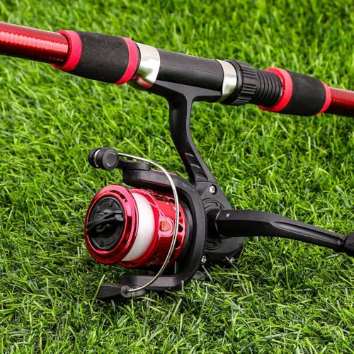 Tissting Carrete de Pesca Giratorio, Carrete de Pesca Giratorio Tipo 200 con Copa de Línea de Acero Galvanizado, Relación de Transmisión 5.1:1 for Pesca en Mar, Roca Costera y Agua Salada