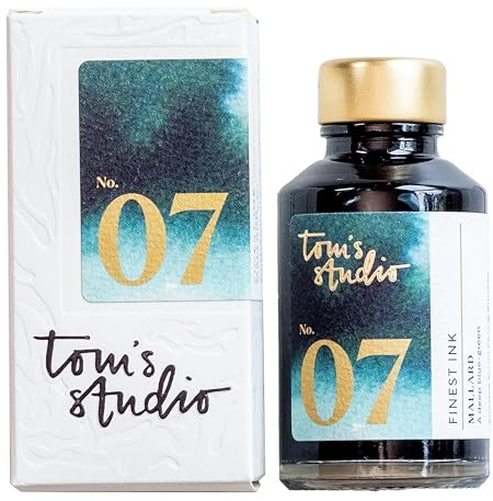 Tom's Studio British Made Fountain Pen Ink (50ml, Mallard Green Ink) | Glass Ink Bottle for Fountain Pen | Designed for Writing, Drawing and Doodling | Acid Free, Non Toxic & Vegan