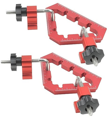 BIGP Positionierwinkel 45/90 Grad Positionierung Quadrate Positionierwinkel, Aluminiumlegierung Rechtwinklige Klemme Eckklemme Holzbearbeitung Winkelspanner für Bilderrahmen Boxen Schränke Schubladen