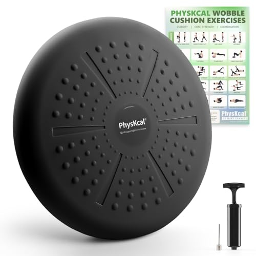 PhysKcal coussin d'équilibre- coussins de stabilité pour la kinésithérapie et le fitness, assise flexible, coussin sensoriel favoriser la concentration-Noir de carbone