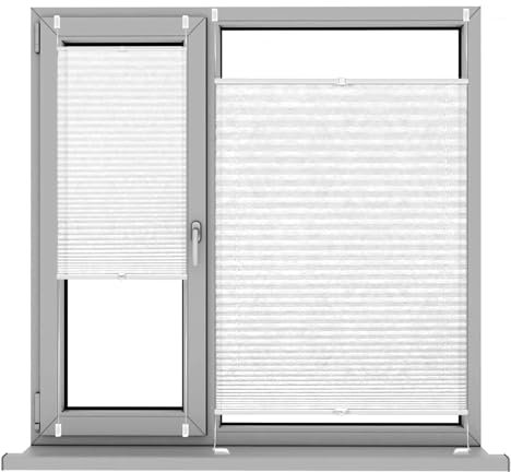 Tenda Plissè, veneziana, 80 x 150 cm protezione da sole e sguardi indiscreti, interna tenda a rullo easyfix Montaggio Senza Fori, per Finestra Porte Senza Fori, Bianco