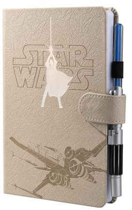 Grupo Erik Notizbuch A5 mit Laserschwert Stift Star Wars Luke Skywalkeer Dotted Notizbuch Klein - Reisetagebuch zum selberschreiben Bullet Journal Dotted A5 Tagebuch Mädchen und Jungen Braun