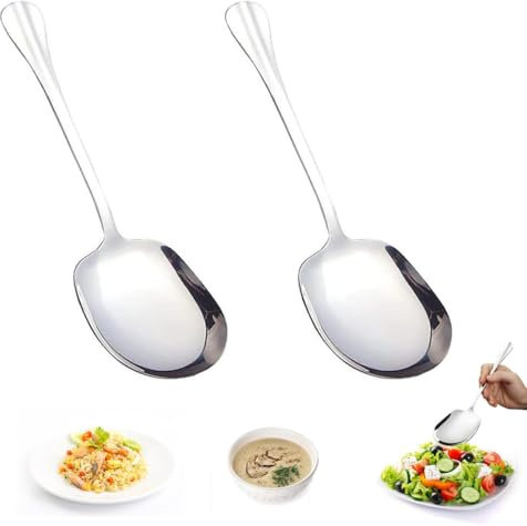 WWYSSZ 2 Pezzi Grande Cucchiaio da Portata in Acciaio Inox Con Manici Lunghi, Cucchiai da Buffet Grandi, per Casa, Ristorante, Hotel, Caffetteria, cucina (25.5 * 7.3cm)
