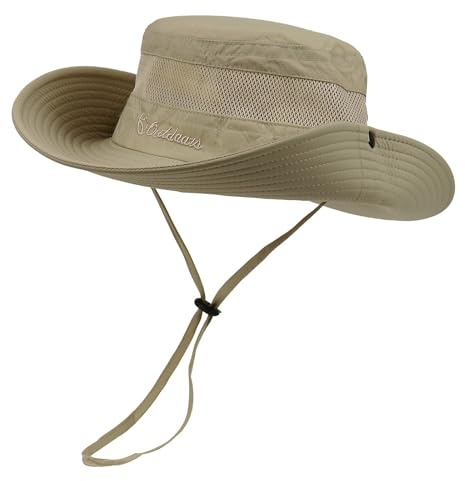 Century Star solhatt herr fiskarhatt herr utomhus sommar vandringshatt UV-skydd fiskarhatt safari-hatt andas, Khaki mörk, En Storlek