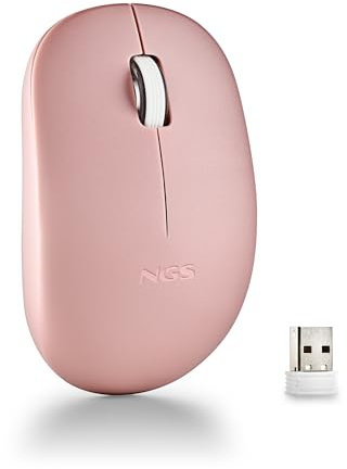 NGS Fog Pro Pink - Ratón Inalámbrico Óptico de 1000 dpi, Interfaz Nano USB, 2 Botones Silenciosos y Rueda de Desplazamiento, Plug and Play, Ambidiestros, Color Rosa