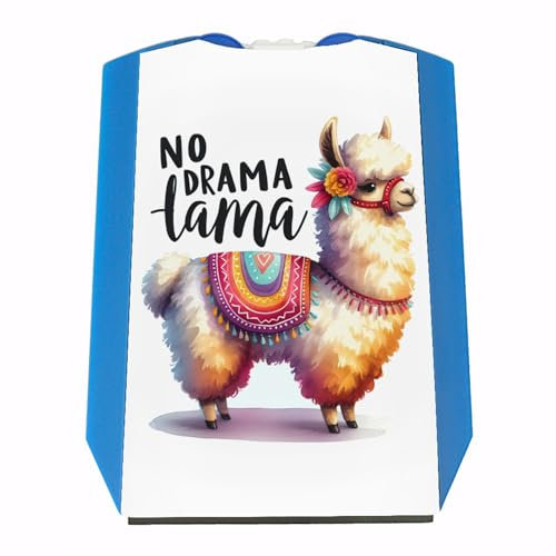 speecheese Alpaka mit bunter Satteldecke Parkscheibe mit Spruch No Drama Lama flauschig und weich farbenfroh und bunt mit lustiger Satteldecke für tierischen Spaß