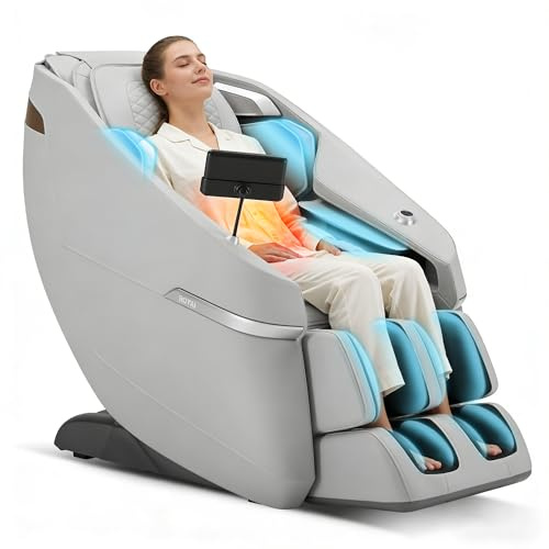 ROTAI Poltrona massaggiante per tutto il corpo, sedia da massaggio intelligente Zero Gravity, mani robotiche 3D con traccia SL Massaggio della colonna vertebrale Shiatsu, altoparlante Bluetooth