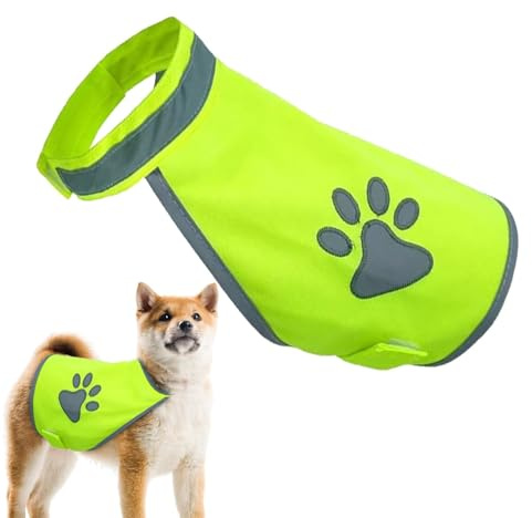 Monozoz Hund reflexväst, Hund jaktväst reflex - Safety Dog Fluorescerande Pet Väst - Håller hundar synliga med hundtassmönster för husdjursskydd för vandring, jakt