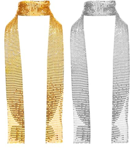 2 stycken glitter scarf, kreativa minimalistiska tillbehör, modeaccessoarer, damkläder, dekorativ scarf., Silver, M