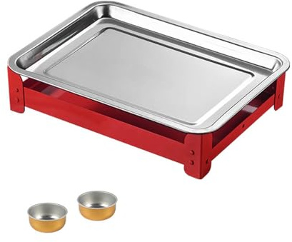 FOLODA Bandeja de calentamiento de alimentos para barbacoa al aire libre, placa de calentamiento de acero inoxidable con capacidad para múltiples platos para entretener a los invitados