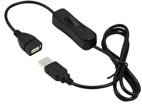 PremiumCord USB Extension Cable with Switch 1 m, Charging Cable, USB Type to Female to Male, Black, Length 1 m