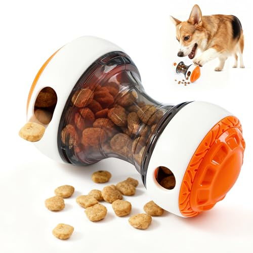 Dog Puzzle Toy - Adjustable Treat Dispensing Ball Food Dispenser Slow Feeder, Puppy Enrichment Training Toy, Pet Interactive Chase Toy for Small Medium Dogs to Keep Them Busy and Relieve Boredom