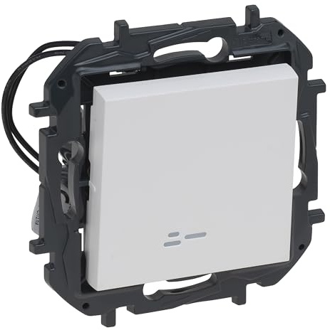 LEGRAND Interruptor o conmutador luminoso componible 10AX para instalación empotrada, Gama Niloé Step, Color Blanco, 398223B
