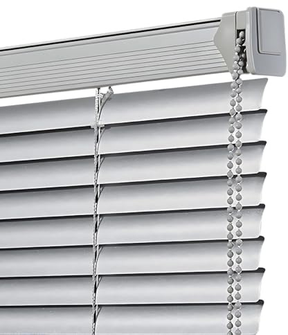 Persianas venecianas de aluminio inalámbricas, 25 mm, para oscurecer la habitación, persianas horizontales para el hogar y la oficina, opacas, privacidad, instalación sin taladro (150 cm x 180 cm)