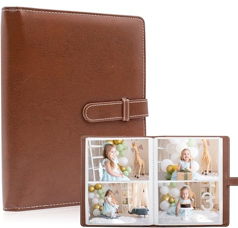 6x4 Photo Album – 152 Pockets Vegan Leather Cover Memory Album Book, Suitable for Family Wedding Boys Girls and Babies Storage (Brown)