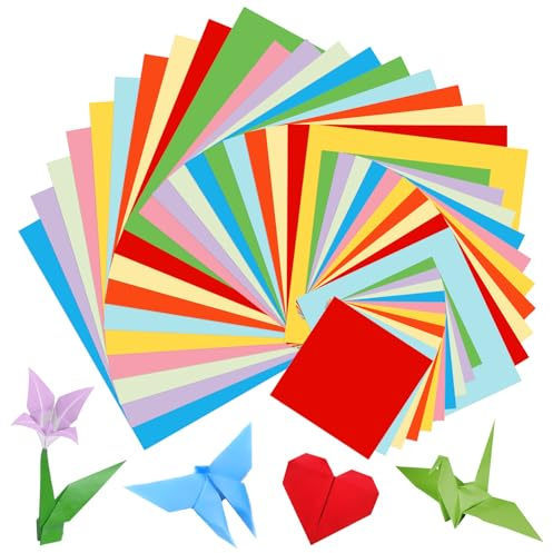 Xyvor 600 Blatt Origami Papier,20x20cm,15x15cm,10x10cm,7×7cm Bastelpapier Bunt in 10 Farben,70g/m² Faltpapier Quadratisch,Doppelseitiges,Origamipapier für Haus,Schule,Kunstprojekte,Handgemachte DIY