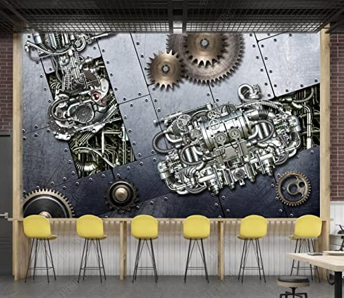 Papel Pintado 3D Metal De La Máquina De Engranajes Papel Tapiz Fotomurales Moderno Murales -songqians-22092-380cmx255cm